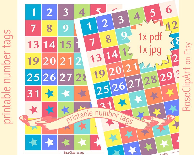 printable numbers 1 31 instant download advent calendar etsy