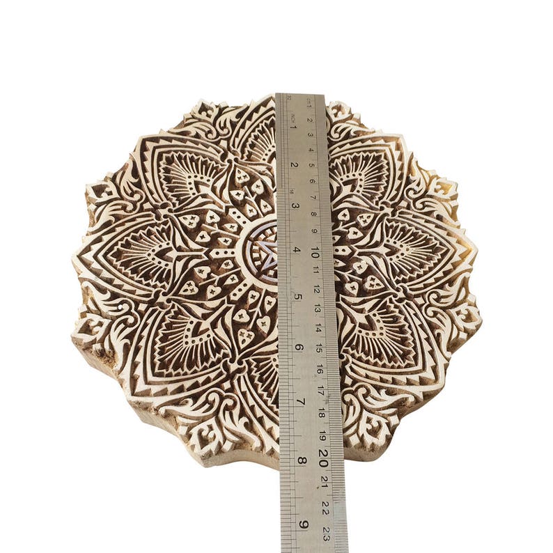 IBA Handgeschnitzter Holzstempel Mandala - Textildruckblock 4.5 Zoll Für Stoff & Keramik