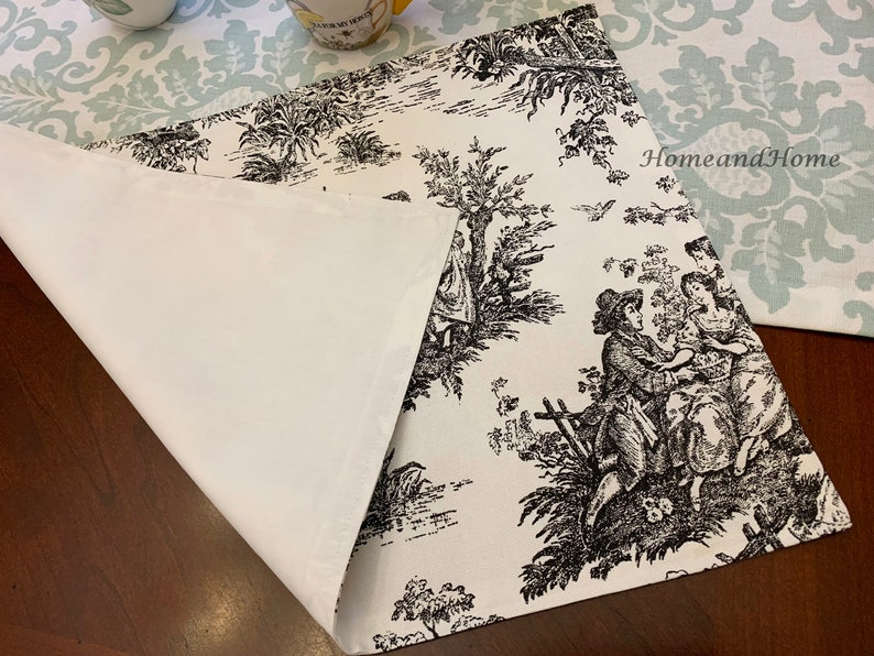 ONE Placemats 13 x 18 lined Placemats Colonial Toile Black Etsy